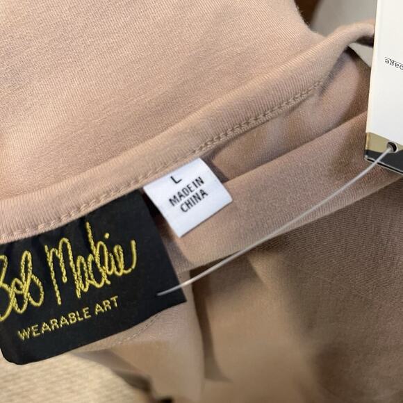 Bob Mackie 2pc Twinset size Large Brown Khaki Stretch Jersey Floral Embroidery - Picture 9 of 9